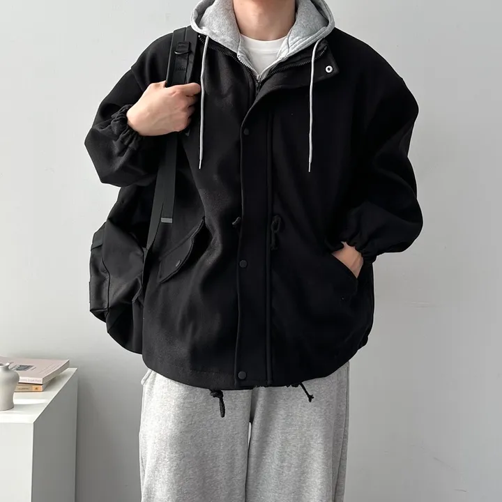 가을 겨울 오버핏 하프 코트 미니멀 빅사이즈 아우터 후드레이어드오버핏코트 상세 이미지 23