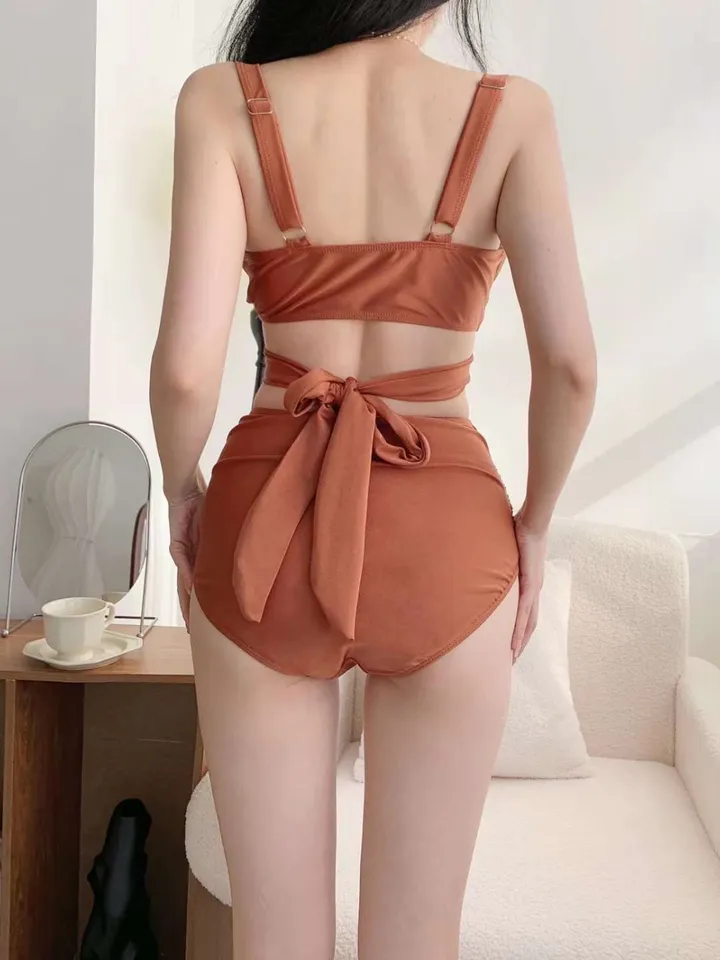 커버업후기증명!첫비키니추천! E컵착용가능 M-XL 글래머 셔링 백리본 X스트랩비키니 하이웨스트비키니 빅사이즈수영복 커버업수영복 상세 이미지 15