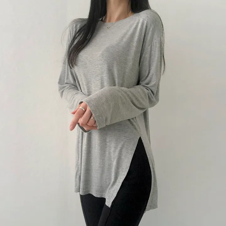 [당일출고/기본필수템!] 찰랑한느낌, Y존커버 옆트임 레이어드 티셔츠 상세 이미지 23