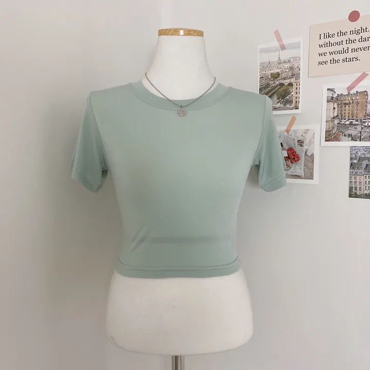 [쿨원단/크롭ver] 쿨 아이스 냉장고 필라테스 운동복 슬림 크롭 숏 반팔 티셔츠 상세 이미지 42