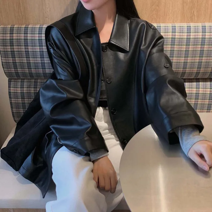 [힙덮는기장감~/블랙 당일출고🎉] 자체제작 #크치Made 오디너리 롤업 오버핏 하프 레더자켓 - jk 상세 이미지 22