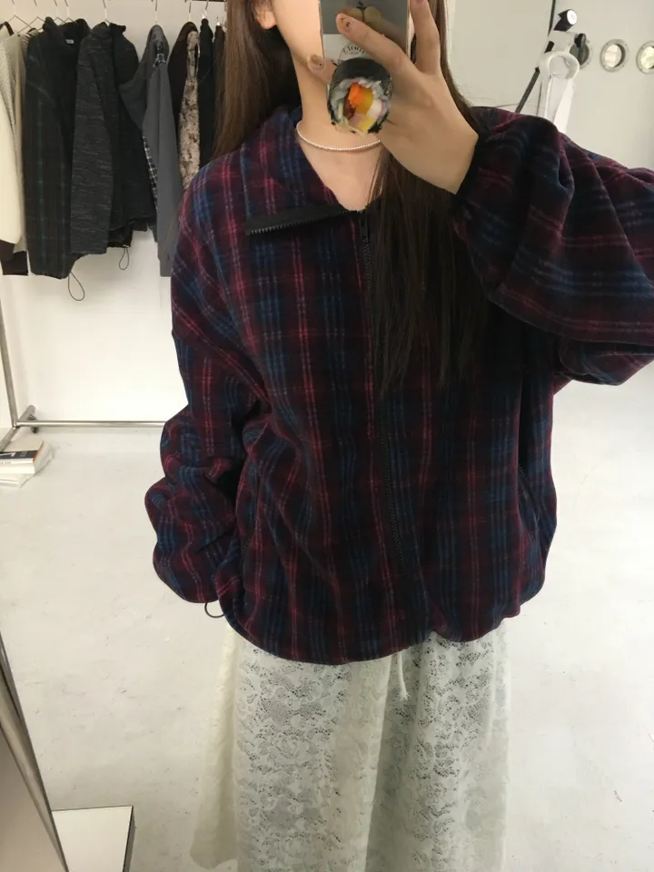 (2 color) 도쿄 체크 후리스집업 상세 이미지 48