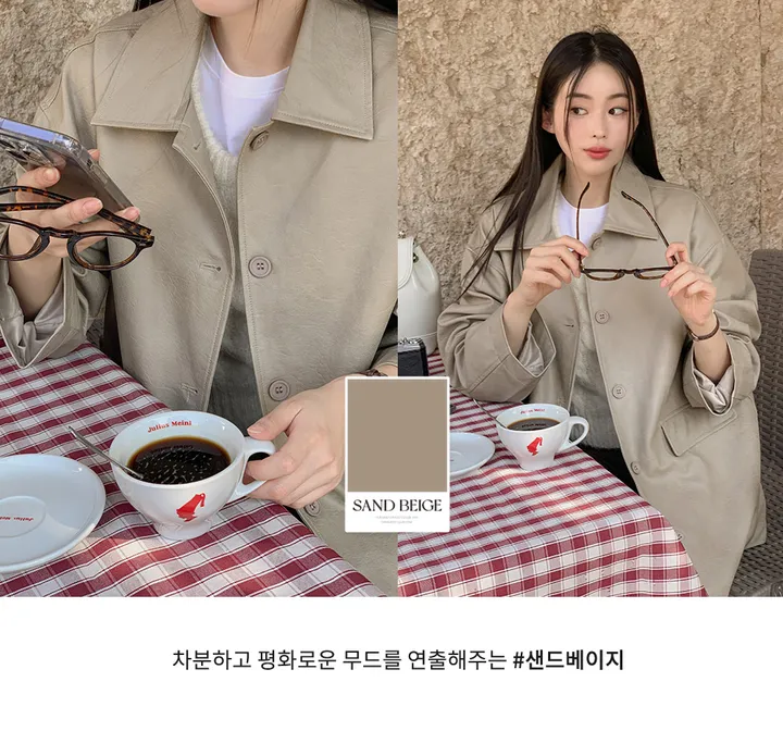 [자체제작/오늘출발/1만장돌파!]#봄🌷 바텐 오버핏 하프 레더 자켓 (데일리룩/개강룩/봄아우터/봄자켓/레더자켓/가죽자켓/루즈핏) 상세 이미지 20