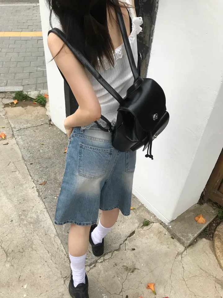 블랙 레더 미니 백팩 상세 이미지 9