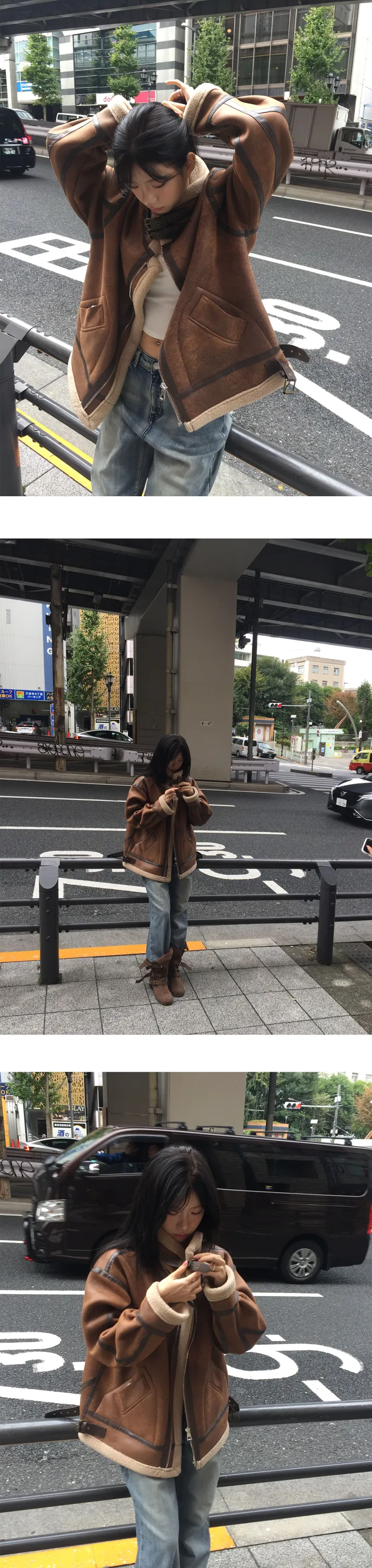 in tokyo [멋스러운 오버핏] 하이넥 터틀 버클 스웨이드 무스탕 -2color 상세 이미지 11