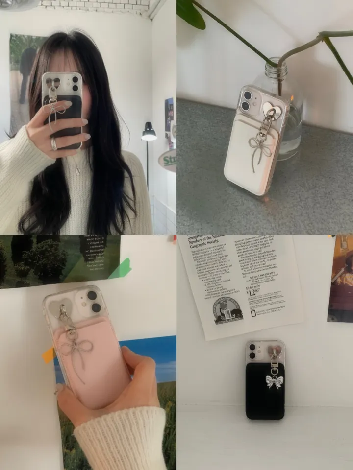 [리뷰최고🎀/풀세트] 발레코어 실버 메탈 리본 맥세이프 하드 케이스 세트 Ballet silver metal ribbon mac safe case set 상세 이미지 2