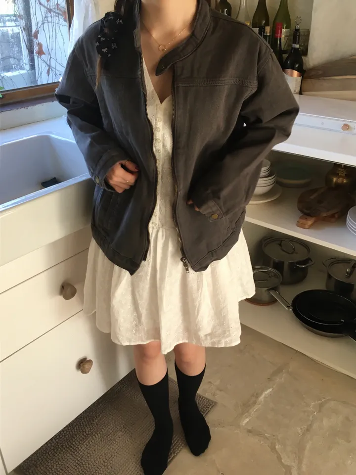 [봄신상💐](2colors/주문폭주🎉/투웨이) 빈티지 블루종 코튼 면 라이더 점퍼 자켓 jk 상세 이미지 90