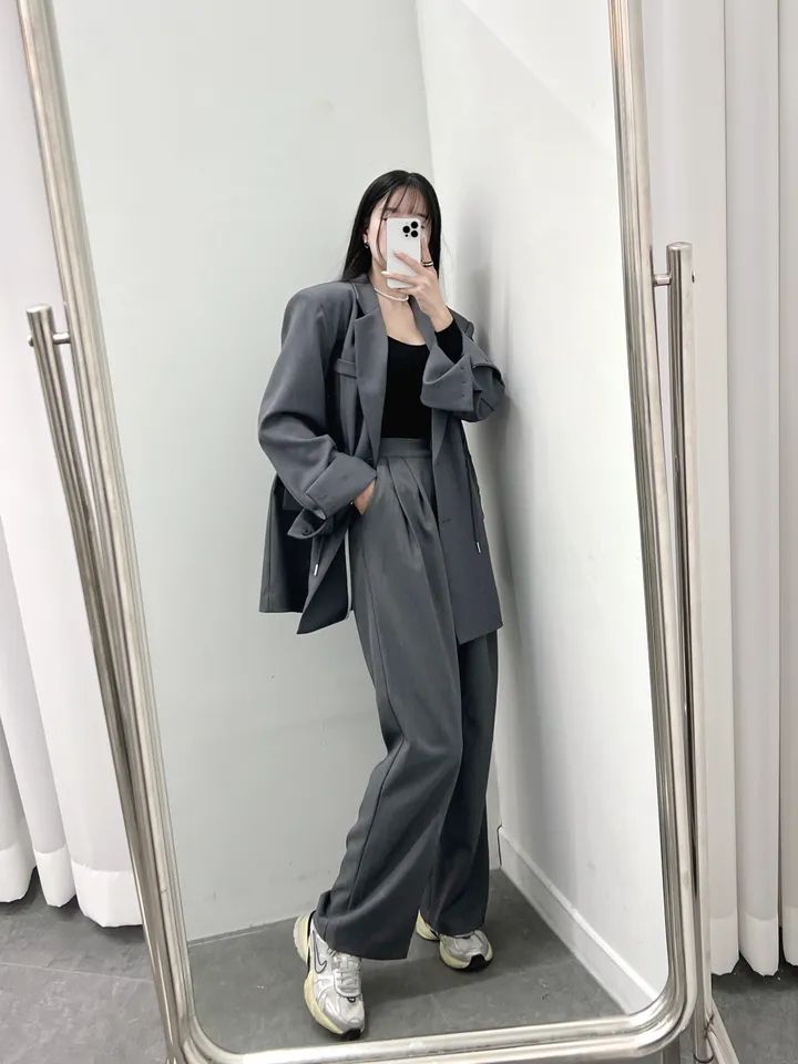 [바배/멋쁨🖤] 스트링자켓셋업 3color 단품가능 허리스트링 어깨패드 블레이저 오버핏 뒷밴딩 핀턱슬랙스 와이드슬랙스 신상 최저가 빠른배송 상세 이미지 10