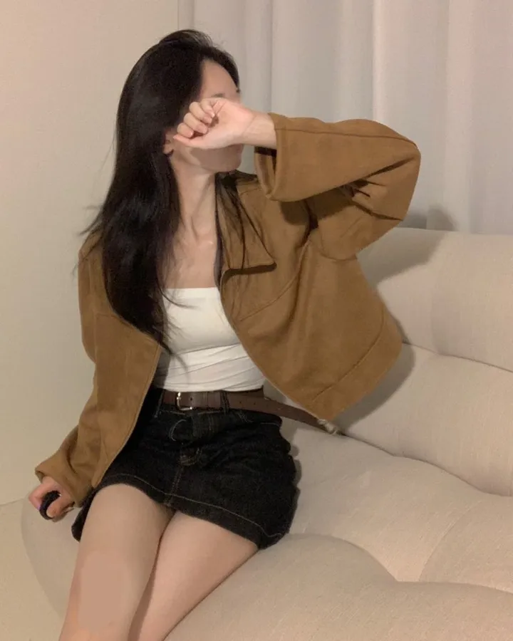 스웨이드 세미크롭 집업jp -3col 상세 이미지 8