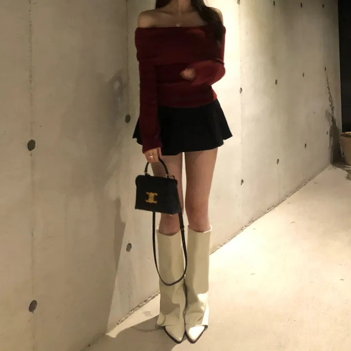 +특가할인✨ [봄신상/팔뚝살소멸핏] 기본충실! 로제 오프숄더 슬림 니트 긴팔 티셔츠 knit (*핏,컬러완벽 *흘러내림X) 상세 이미지 19