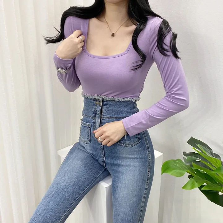 🚀당일발송🚀[묶음할인/11컬러] 조이 봄 가을 뉴 스퀘어넥 긴팔 티셔츠 이너티 상세 이미지 29