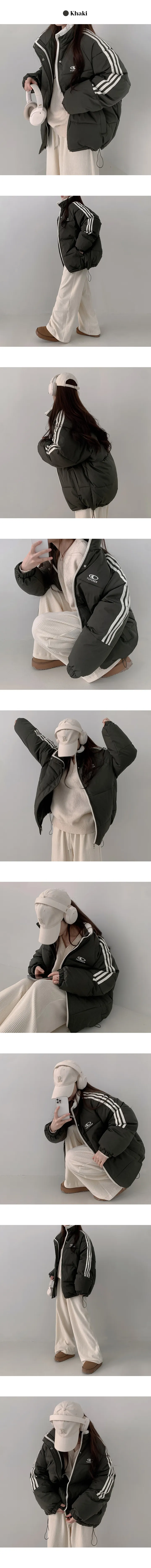 [힙한무드!/핏조절O/블록코어] 포렌 오버핏 하이넥 프린팅 배색 라인 패딩 (5color) 상세 이미지 12