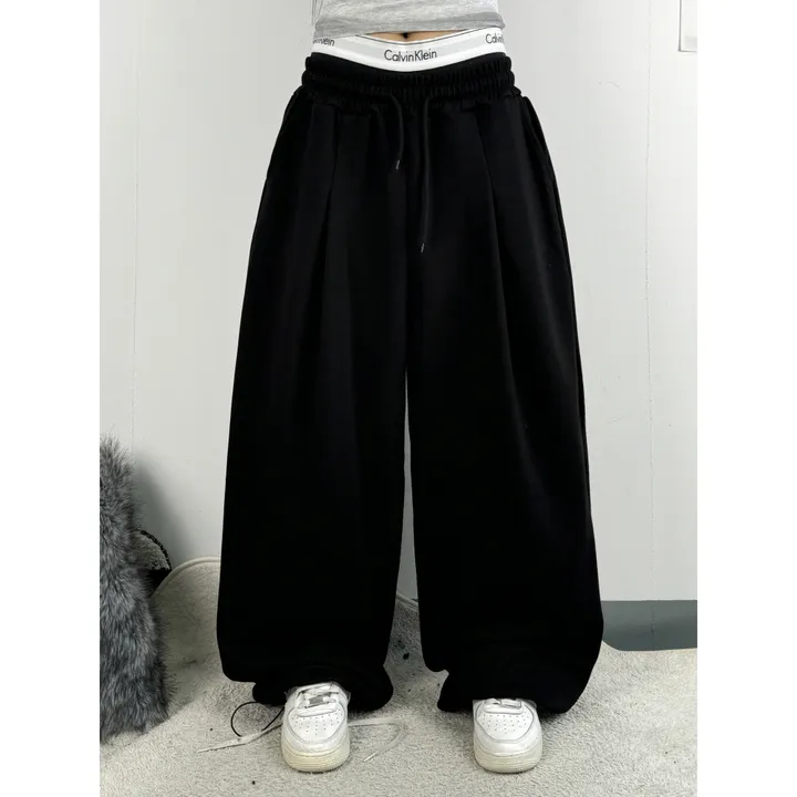 ❤️‍🔥기모선택│업그레이드 ver.│누적판매1,000 돌파 기념│4size!❤️‍🔥[UNISEX/기획특가]사이드 폴드 핀턱 스트링 루즈 와이드 벌룬 트레이닝 팬츠(2color) 상세 이미지 37