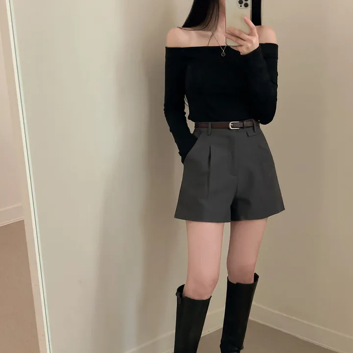 [데일리/벨트SET] 코지 원핀턱 벨트 슬랙스 숏팬츠 상세 이미지 12