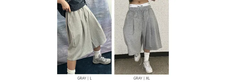 [UNISEX/기획특가/소장추천!/3size!]사이드 폴드 핀턱 포인트 루즈 와이드 벌룬 버뮤다 하프 트레이닝 팬츠(2color) 상세 이미지 3