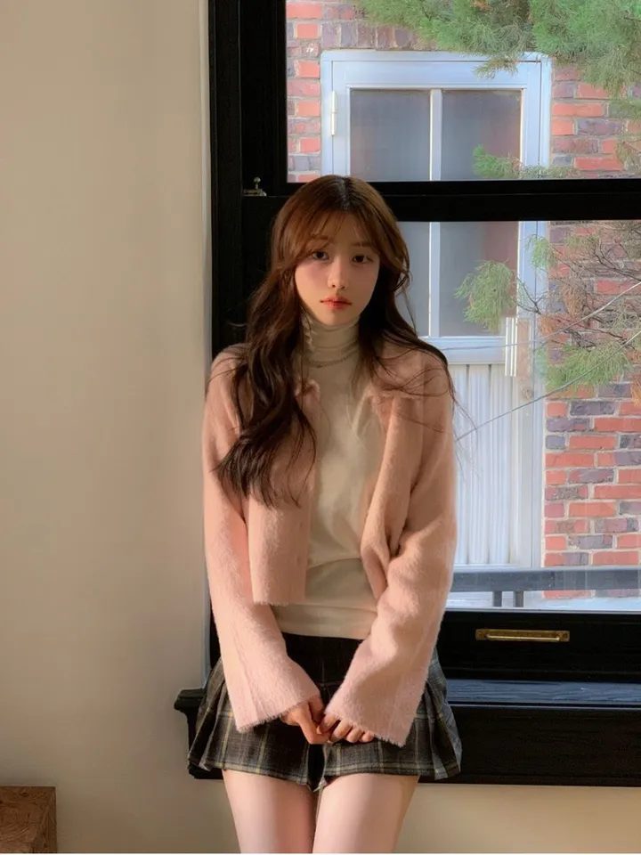 [딸기우유색감🍓+🐮부드러워요]스트로베리밀크 앙고라 소프트 여리 루즈핏 버튼 카라넥 니트 가디건 3color 상세 이미지 19