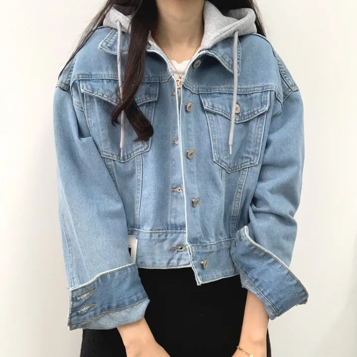 [+후드포함/탈부착O]후드포함 탈부착 가능 고퀄리티 간절기 크롭 데님 고퀄 청자켓 상세 이미지 20