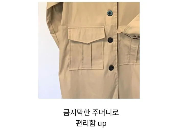 하이넥 버클 미디 트렌치코트 야상 코튼 후드자켓 -JK 상세 이미지 8