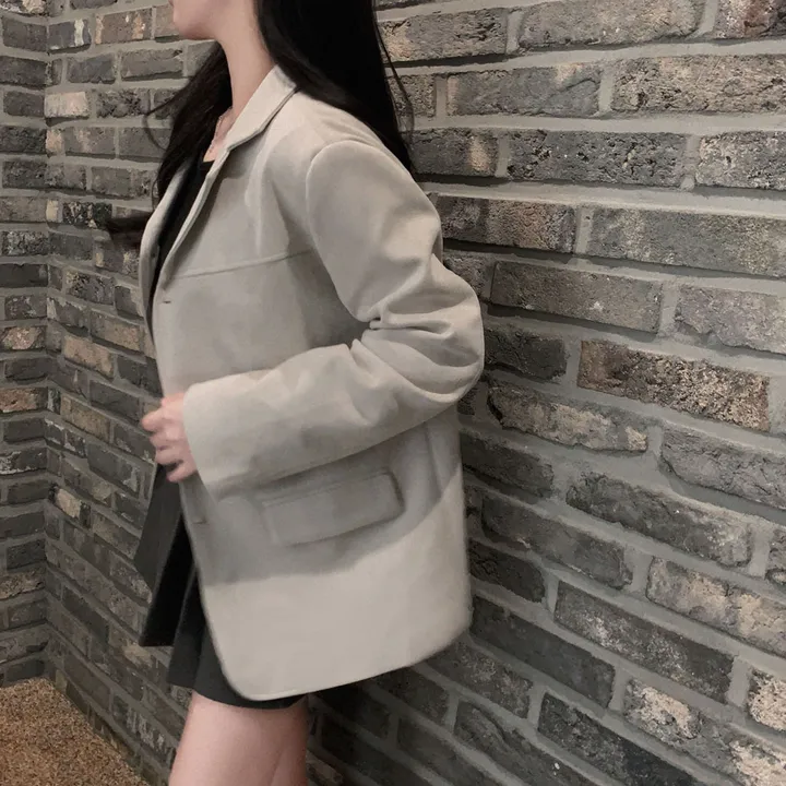 [갓성비!]차분한 감성,스웨이드 루즈핏 하프 카라 자켓 상세 이미지 21