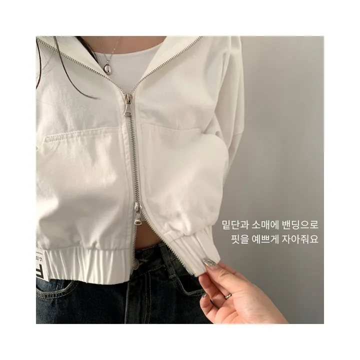 [얼굴소멸/핏잡혀있는] 루니 코튼 루즈핏 후드 집업 점퍼  크롭 후드 자켓 상세 이미지 2
