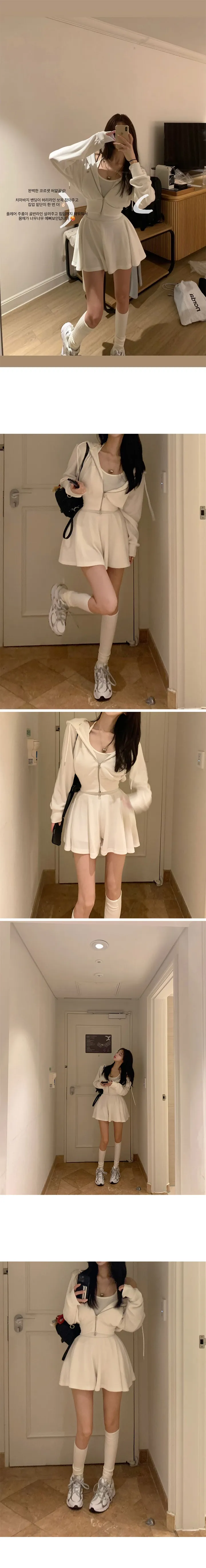 *5col/기본,롱*[허얇골넓보장] made 코르셋 후드 플레어 세트 봄트레이닝 봄신상 상세 이미지 15