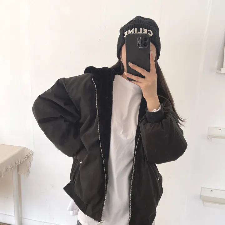[특가세일/당일발송]양면착용 부들부들 부드러운 페이크퍼 보아털 후리스 밍크안감 아방핏 리버시블패딩 항공점퍼 후드점퍼 패딩점퍼 퍼자켓  3color 상세 이미지 23