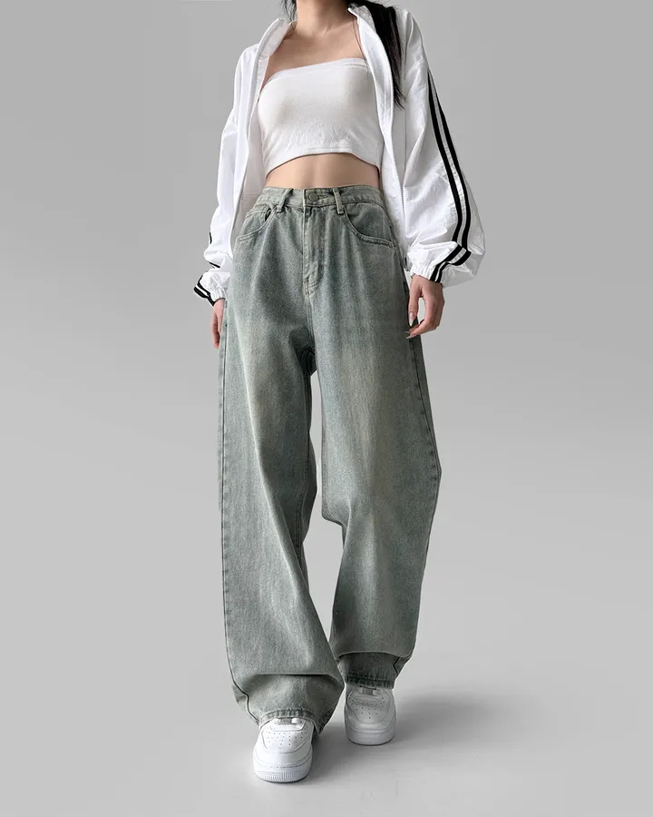 [3기장/~3XL] 스모크 워싱 와이드 정핏 일자 캐쥬얼 데일리 데님 팬츠 바지 상세 이미지 81