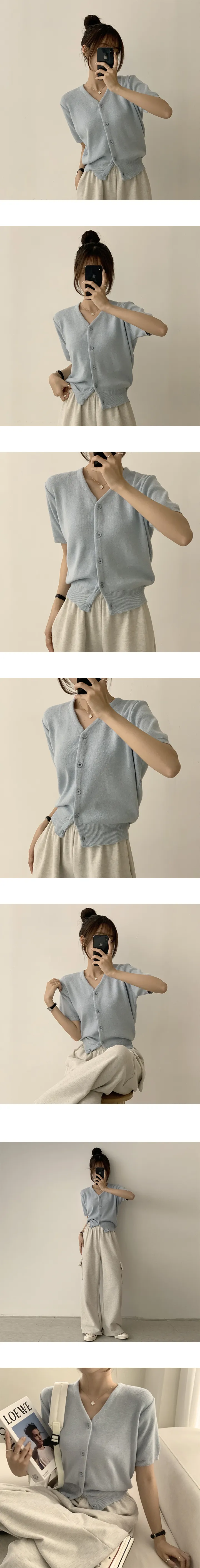 [이유있는 추천/인생 핏!] 스프링 브이넥 데일리 무지 반팔 가디건 봄 여름 오버핏 베이직 아우터 8color 상세 이미지 3