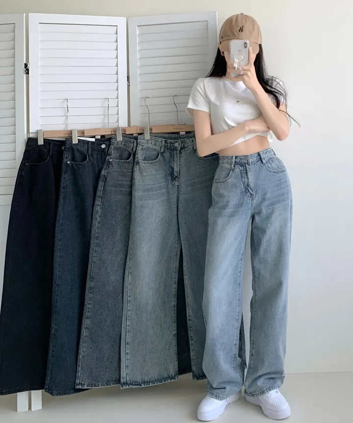 ["인생"데님🖤/기장선택/~XL] 올데이 하이웨스트 캣브러쉬 워싱 데님 와이드 팬츠 바지 키작녀 키큰녀 빅사이즈 청바지 상세 이미지 3