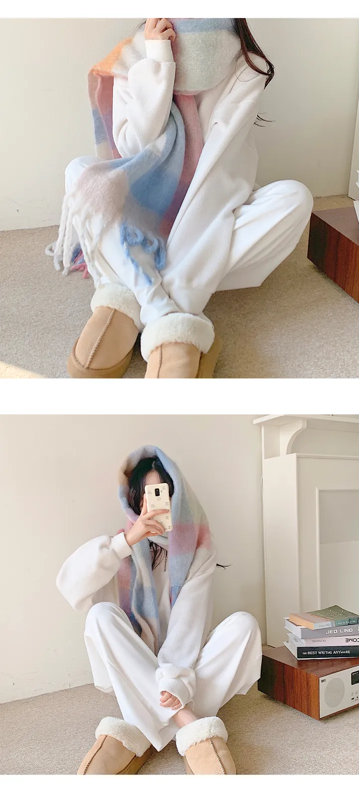 [뽀용폭닥💕] 파스텔체크 커플 롱 오버사이즈 머플러 목도리 여자목도리 남자목도리 겨울 겨울목도리 체크목도리 상세 이미지 11