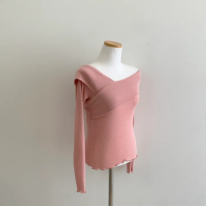 (여리글램핏ღ) 스윗 사선 오프숄더 긴팔 티셔츠 5color (S/S) 상세 이미지 31