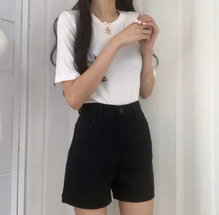 [2Color]베이직 기본 하이웨스트 데일리 면반바지 상세 이미지 3