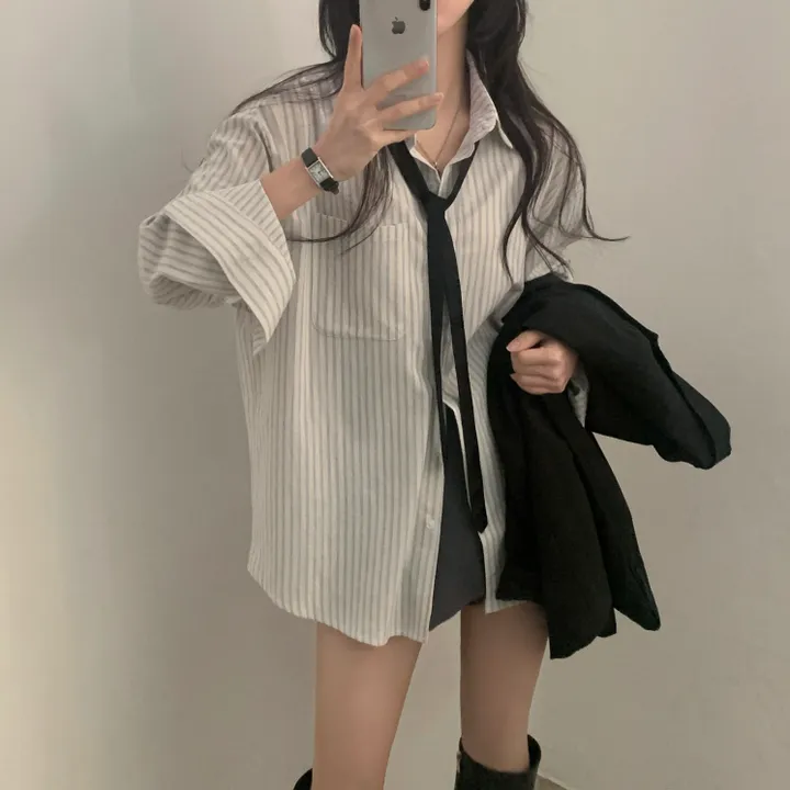 [한여름까지~/오버핏✨] 허니 스트라이프 코튼 포켓 오버핏 셔츠,남방 - 3color 상세 이미지 24