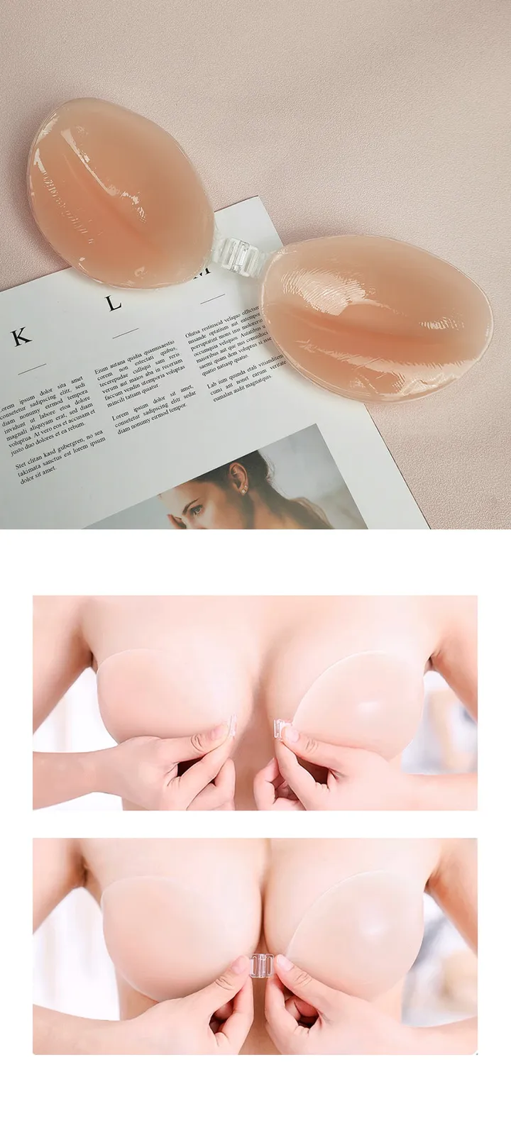 누드브라 웨딩브라 실리콘 끈없는 수영복 브라 상세 이미지 9