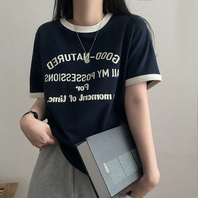 [예쁜핏!/여름꾸안꾸] 랍빠 포인트 배색 레터링 반팔티 (2color) 상세 이미지 4