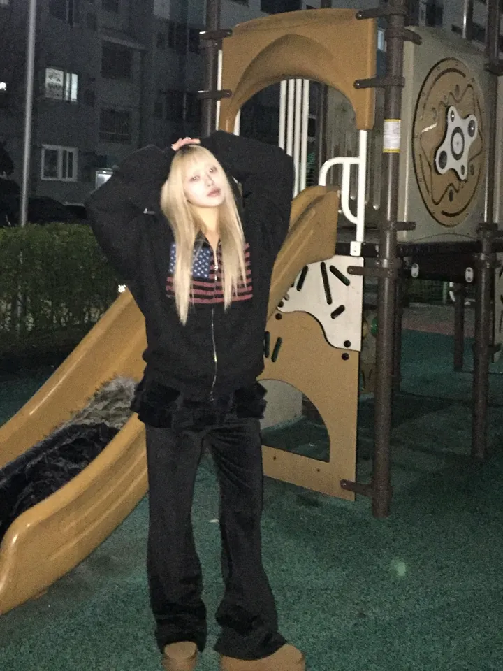 (기모ver) American flags cropped hooded zip-up [2color] 상세 이미지 18