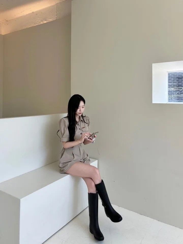 [빠른배송/주문폭주] 아노락 퍼프 반팔 자켓 반바지 세트 크롭 자켓 하이웨스트 반바지 여름 투피스 상세 이미지 7