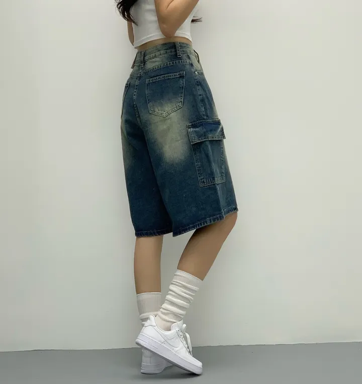 [인생버뮤다/~XL/5부기장] 버블 빈티지 워싱스트링 카고 버뮤다팬츠 5부 데님팬츠 청반바지 숏팬츠 여름팬츠 선데이이브닝 상세 이미지 21
