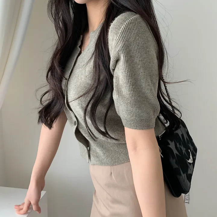 [재진행/부드러워요] 무드쩌는 린넨 하찌 반팔 단추 니트가디건;5col 상세 이미지 47