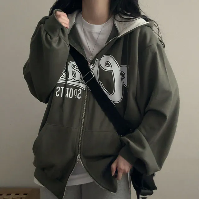 [봄아우터!/박시핏] 체이스 배색 레터링 투웨이 후드집업 4color 상세 이미지 7
