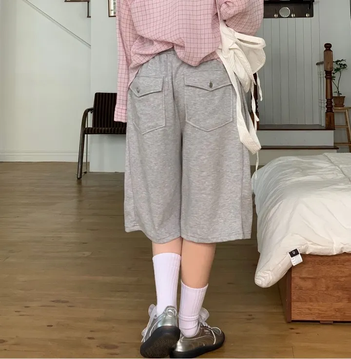 [뒷포켓/사이드핀턱/허얇골넓]르모니 볼륨 뒷포켓 사이드 핀턱 버뮤다 코튼 밴딩 트레이닝 팬츠 5color 상세 이미지 40