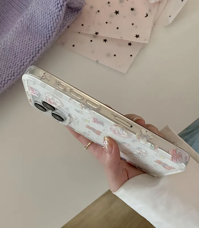 [스트랩set] 아기동물들 아이폰케이스 귀여운 고양이 베어 곰 스트랩 줄 키링 봄 보라 핸드폰 그라데이션 케이스 12 13 11 14 15 프로 맥스 상세 이미지 12