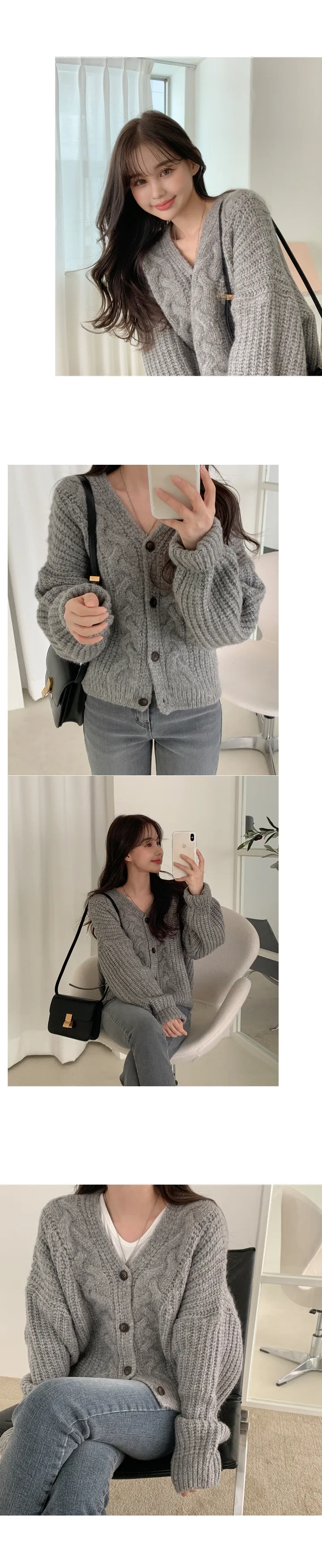 [고퀄리티/울소재]베어링 도톰 울 크롭 가디건 (4color) 상세 이미지 18