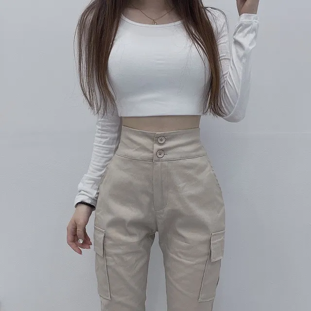 *당일배송!*[핏보장/단독제작]투버튼 올데이 사계절 하이웨스트 뒷밴딩 카고포켓 슬림 조거팬츠 상세 이미지 26