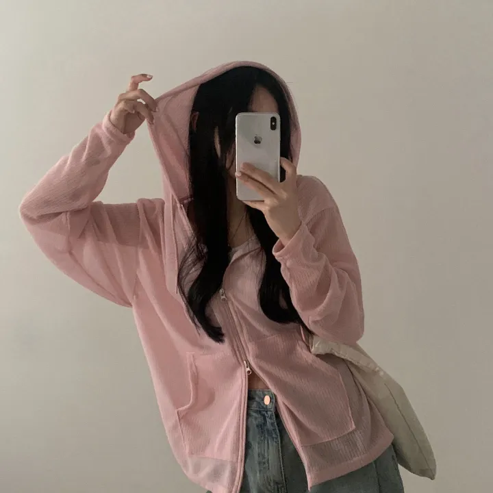 [여름아우터!/은은한비침] 한여름까지 필요한 투웨이 시스루 니트 후드집업,점퍼 - 5color 상세 이미지 13