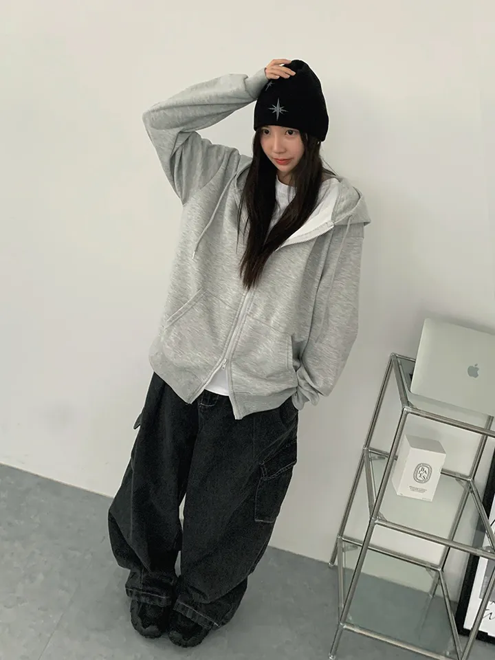 [UNISEX🖤/2사이즈선택(추가금x) 교복템,퀄보장🖤 투웨이집업 오버핏 기본 데일리 후드집업 남녀공용 커플템] 올데이투웨이후드집업 상세 이미지 26