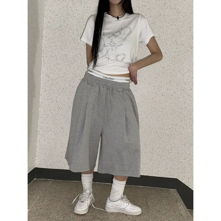 [UNISEX/기획특가/소장추천!/3size!]사이드 폴드 핀턱 포인트 루즈 와이드 벌룬 버뮤다 하프 트레이닝 팬츠(2color) 상세 이미지 61