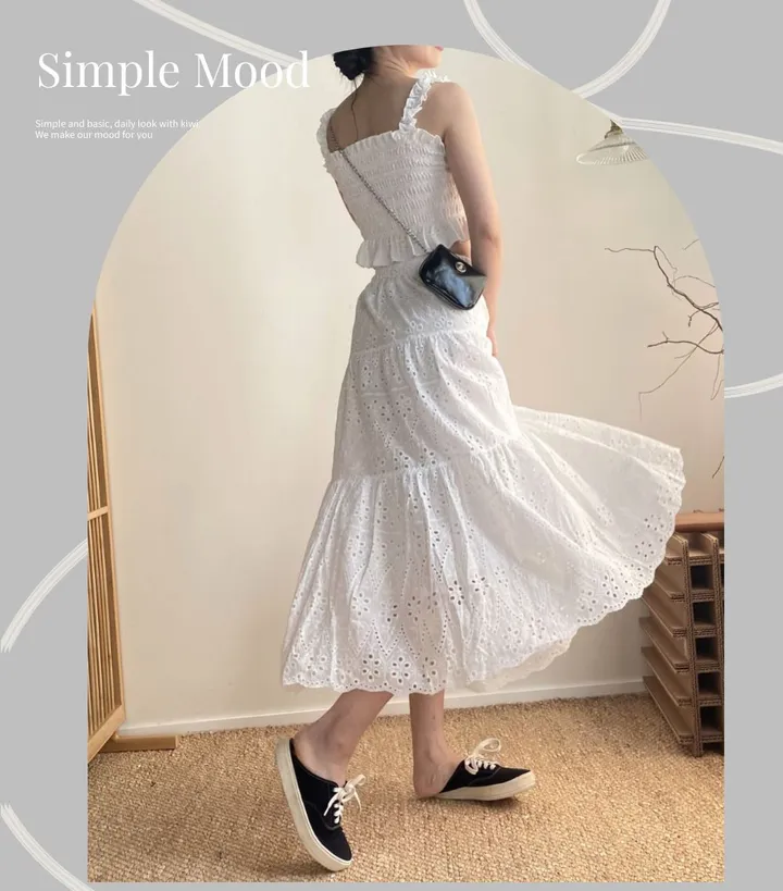 여름신상] 레이스 스모크 나시 롱  스커트 세트  여름나시 여름 롱 스커트 세트가격 1color [2pcs] 상세 이미지 23