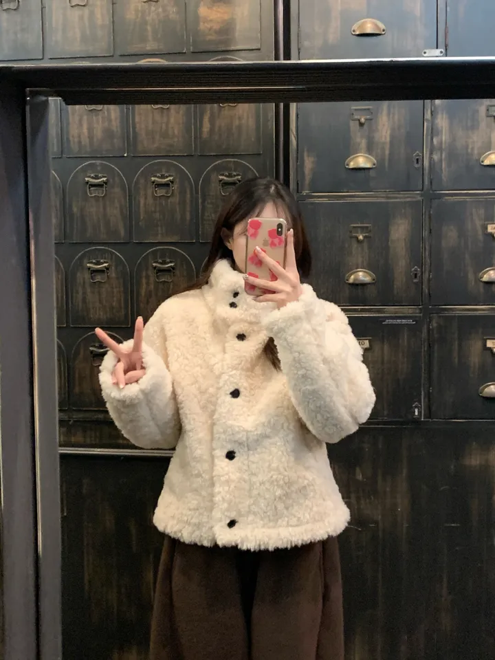 [최저가!/에이블리인기템*.*] 하이넥 터틀 뽀글이 퍼 자켓 겨울자켓 아우터 덤블 숏자켓 숏코트 플리스자켓 상세 이미지 13