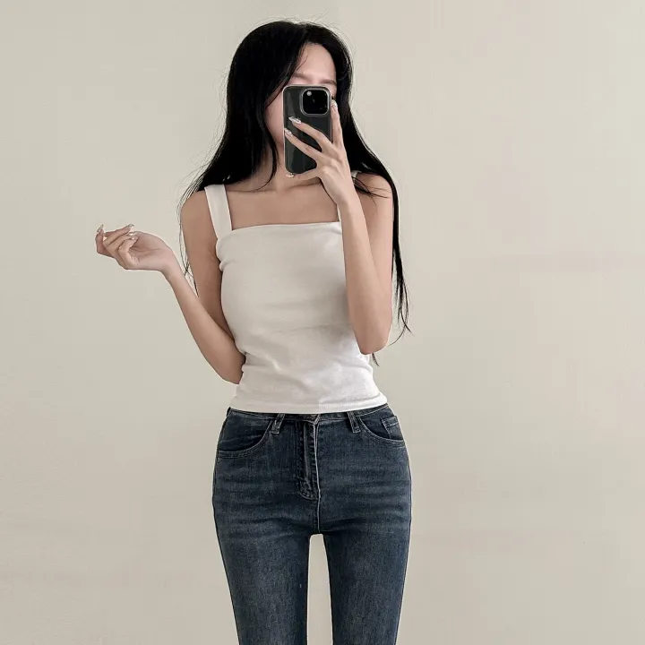 당일 출고🚀속옷끈 노출X💕핏보장 🔥 부유방 소멸❌ 비슬림핏 스퀘어 나시 이너템 끈 체형커버 쫀쫀 스판 슬리브리스 (화이트, 그레이, 블랙) 3color 상세 이미지 18